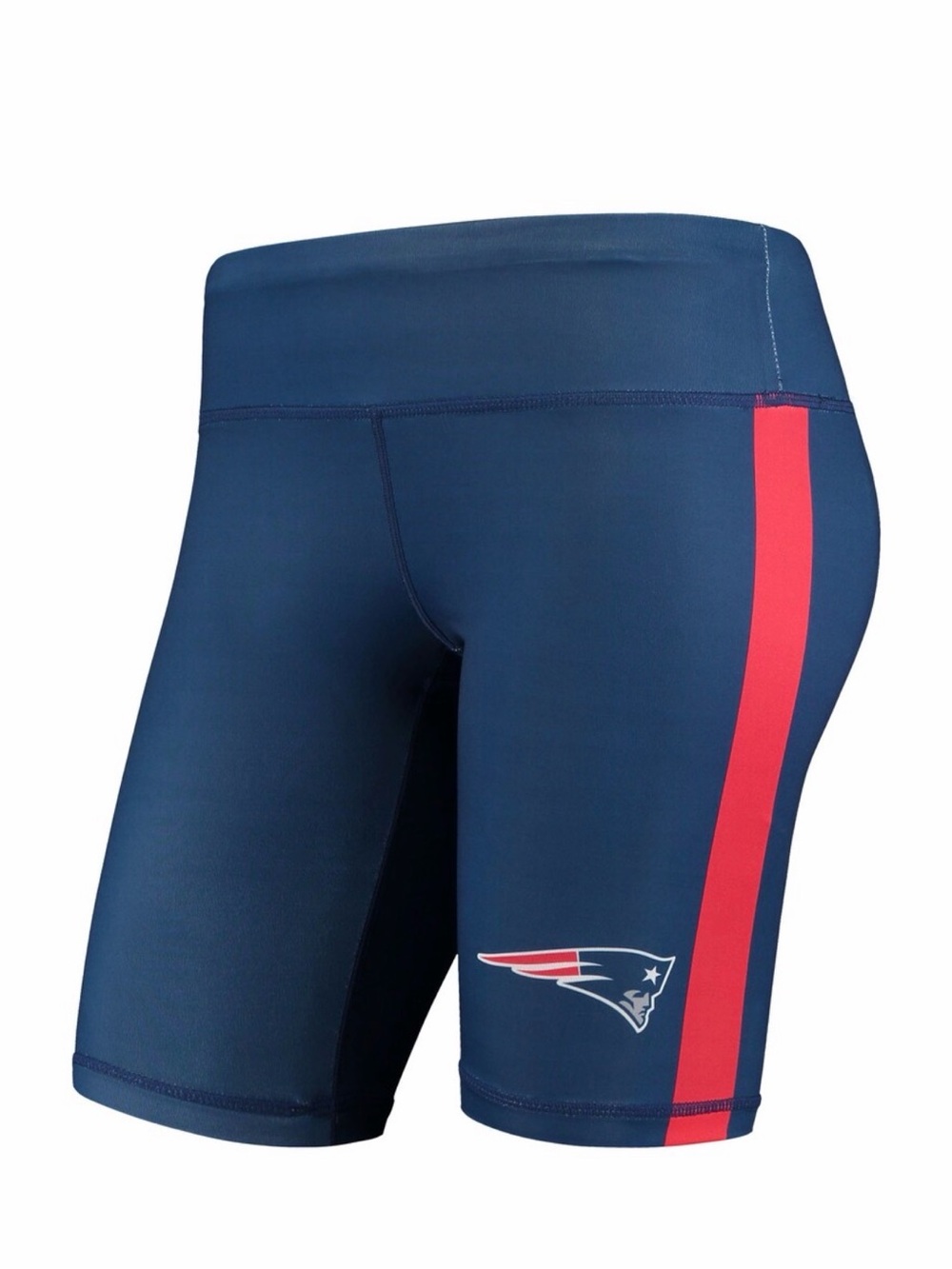 NFL Patriots  Navy Bike Shorts with Red Side Stripe